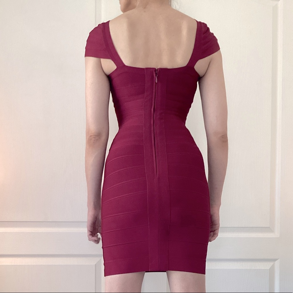 Herve Leger Contour Bandage Dress Lipstick Red Size XXS - Picture 2 of 2